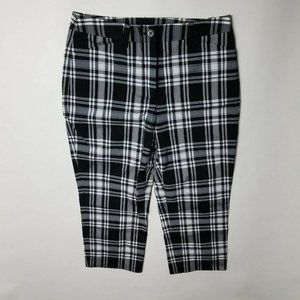 Jones New York Womens Pants Plaid Blk/White Capri Cropped Stretch Size 4 NWT